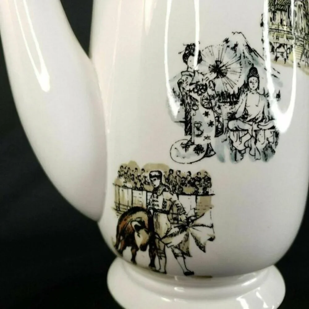 Kaysons‎ International Ironstone Coffee Tea Pot Fine China Japan MCM  Vtg 1966